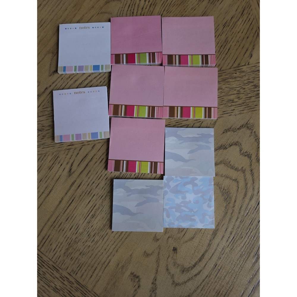Post It Notes Lot Of 10 Pads Camo Pink Stripes Notes Variety New Sticky Notes